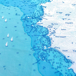 大好きな海を身に着けよう。マップスカーフ　江の島・逗子・葉山・長者が崎海図 『晴れやかブルー2024』 5枚目の画像