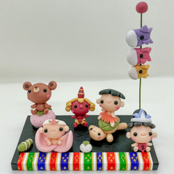 三太郎 端午の節句 こいのぼり 樹脂粘土 ミニチュア 五月人形 季節飾り