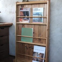 ウォルナット】脚付き3段カフェラック アンティーク 本棚 ブックラック