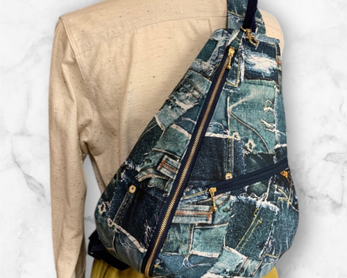 DIY ボディバッグ作り方 しずく型 cross body bag backpack 型紙