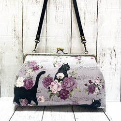 アラン織りニット柄 がま口 バッグ ショルダー紐付き ショルダーバッグ