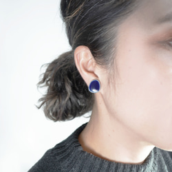 T-159 美濃燒焦瓷磚耳環/皮革背襯耳環 第2張的照片