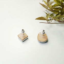 T-159 美濃燒焦瓷磚耳環/皮革背襯耳環 第4張的照片