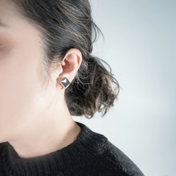 T-159 美濃燒焦瓷磚耳環/皮革背襯耳環 第3張的照片