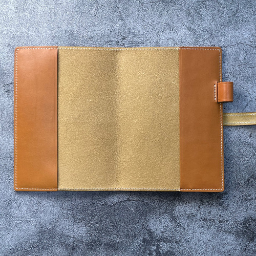 手縫】ほぼ日手帳カズン用キャメル色本革A5手帳カバー