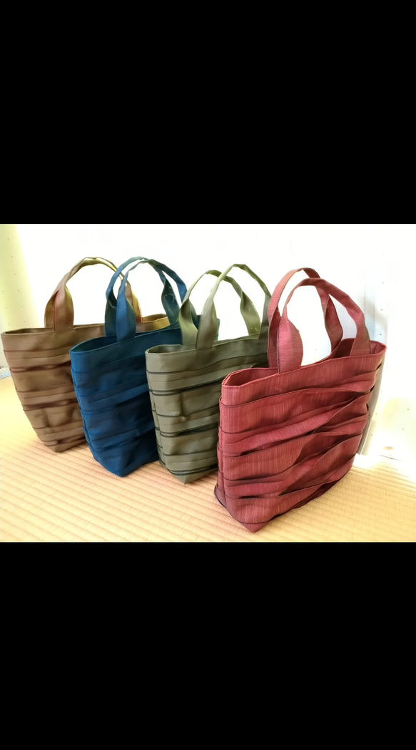 カラーオーダー☆横ライン畳へりバック トートバッグ herin 通販