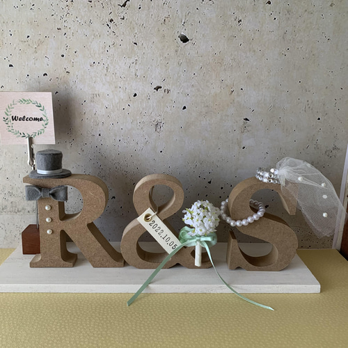 イニシャルオブジェ (台とウェルカムボード付き) その他オーダーメイド