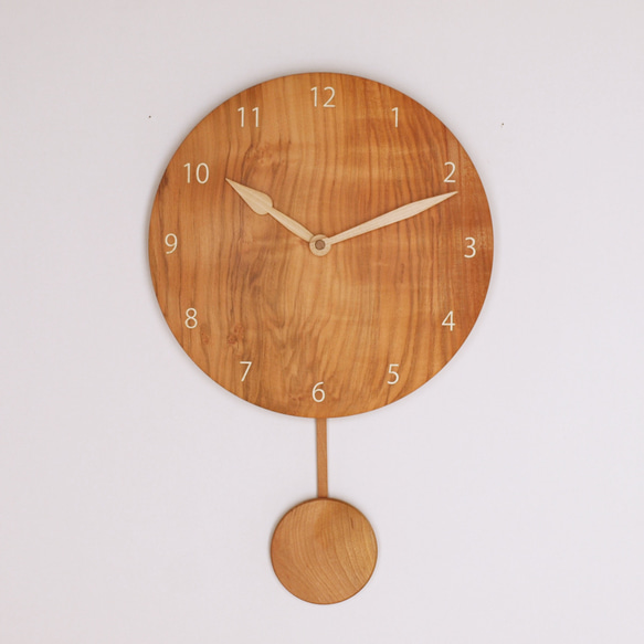 木製 振り子時計 丸型　桜材9 2枚目の画像