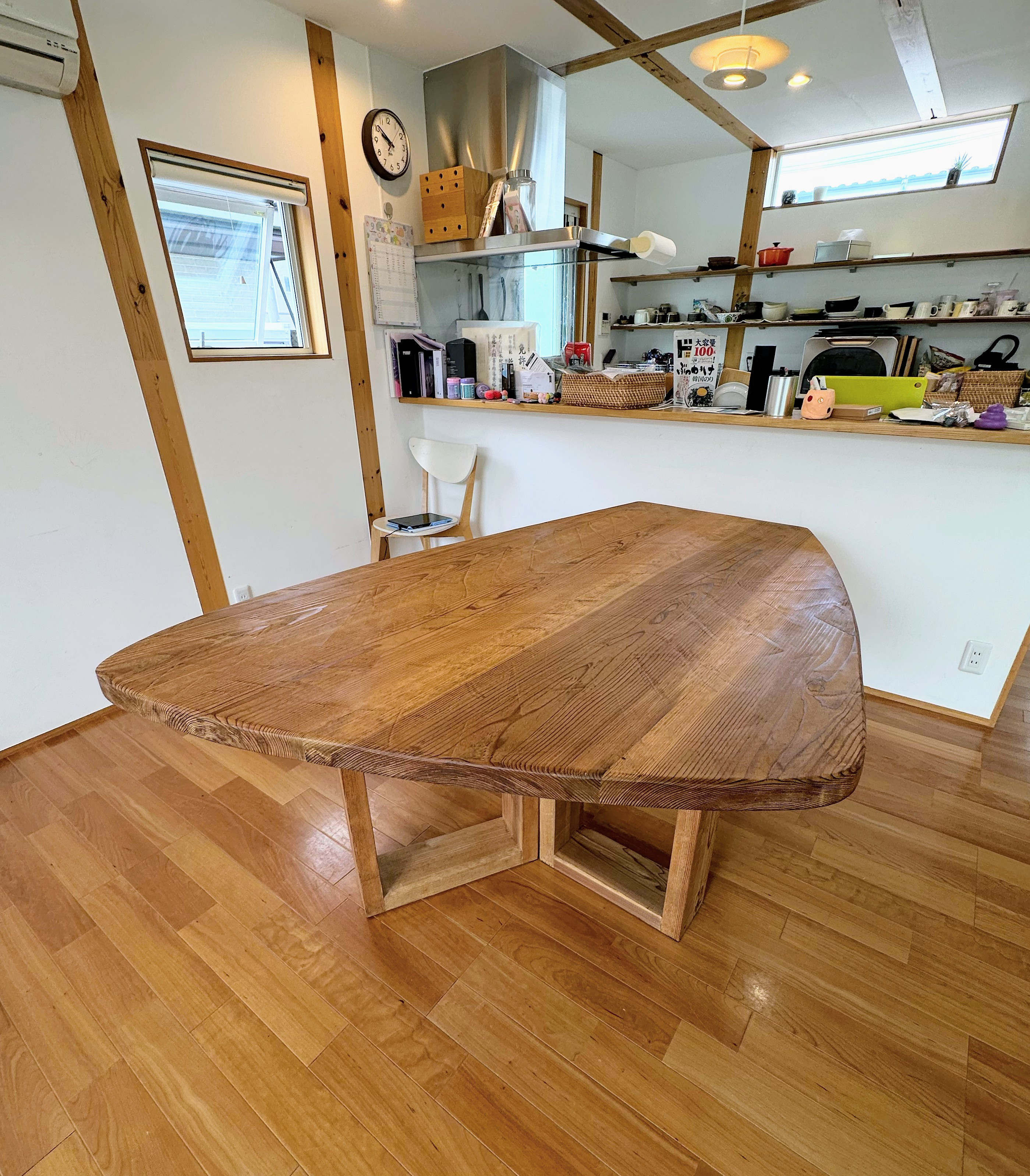 八溝杉175x135cm ボックス脚厚板テーブル(M21type) ダイニング