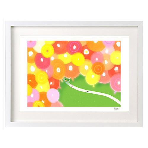 パステルアート 青い鳥と風船 パステル画原画 お祝 プレゼント