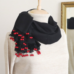 [Resale] OYA Pashmina shawl [CHERRY] Black 第1張的照片