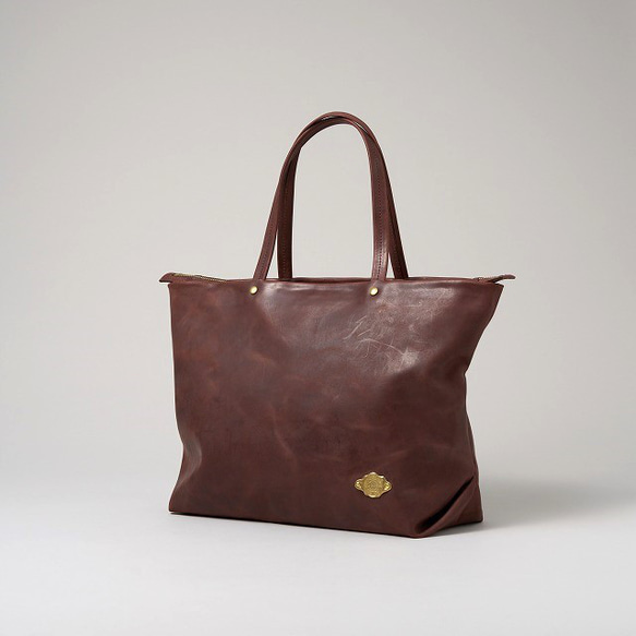 *送料無料* Zip Tote Bag / RED BROWN *レザーバッグ*トートバッグ 1枚目の画像