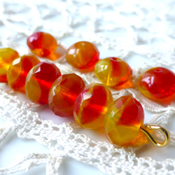 FP赤山吹　チェコビーズCzech Glass Beads 有機透明黄緑10個 2枚目の画像