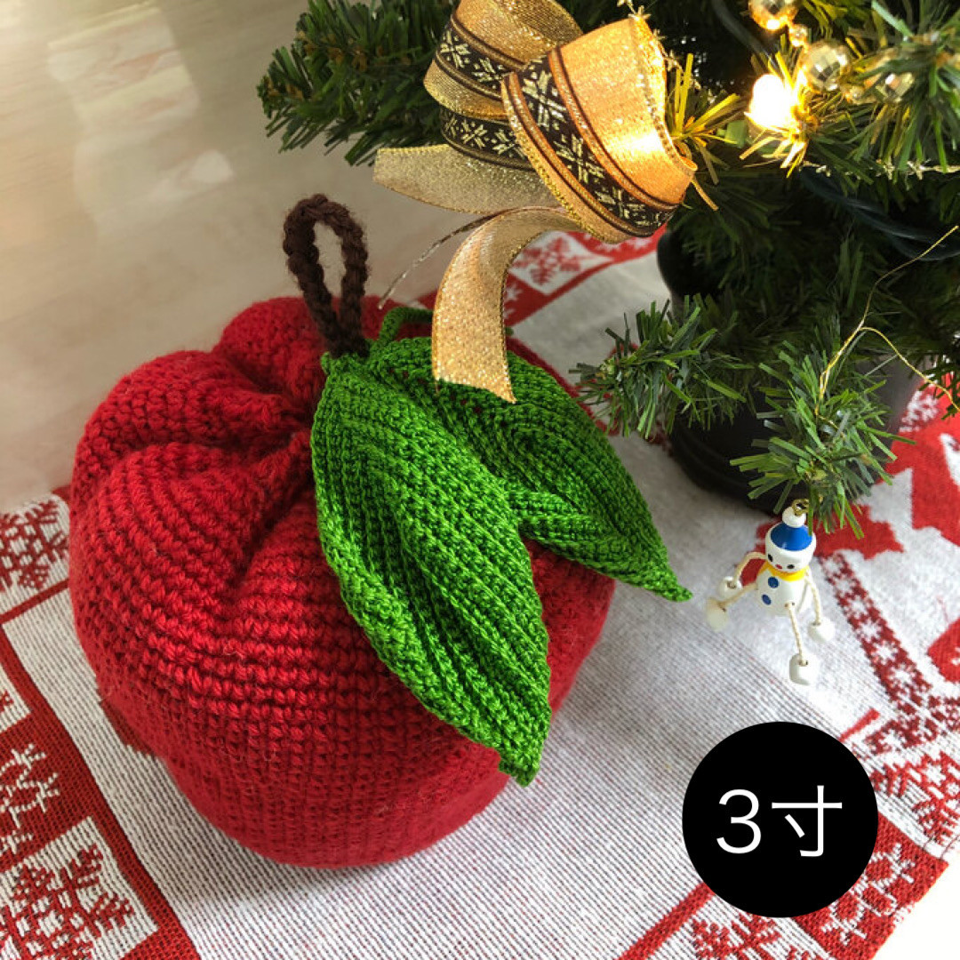 【受注製作品】赤りんごの骨壺カバー（3寸用）