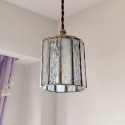 スカイブルーのペンダントライト、市松模様シリーズ4（白色LED電球