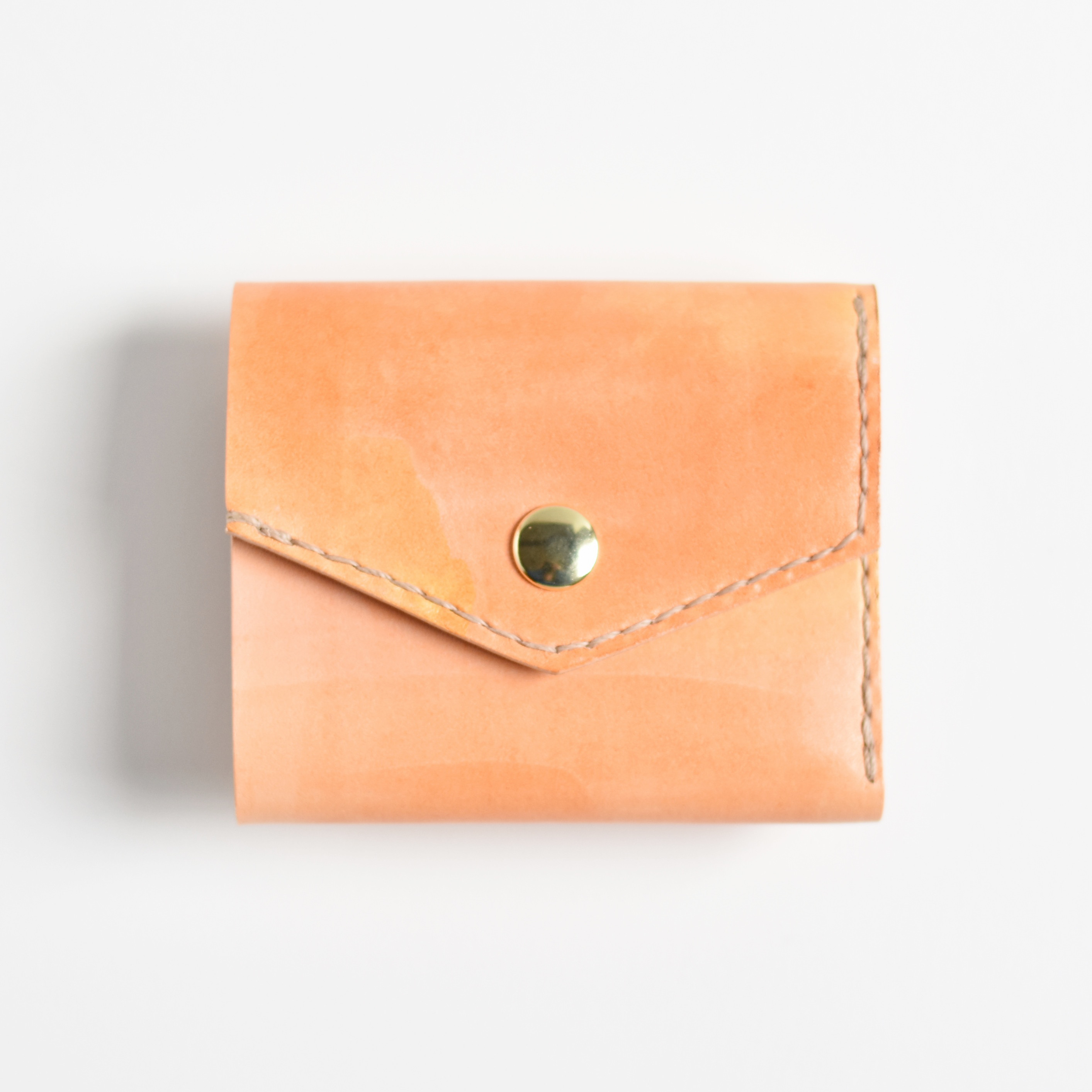 革の手染め財布 「みかん（三つ折りミニ財布）」