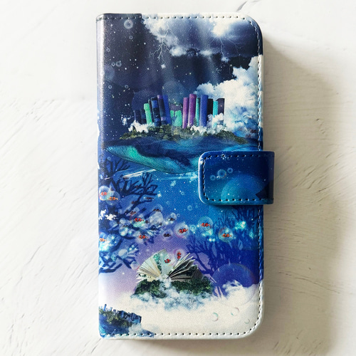クジラ幻想世界 手帳型 iPhoneケース スマホケース 全機種対応
