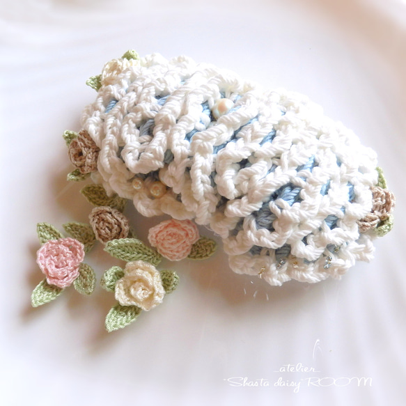 Hair accessory * Volume Frill with Knit Rose『Barrette』 第4張的照片