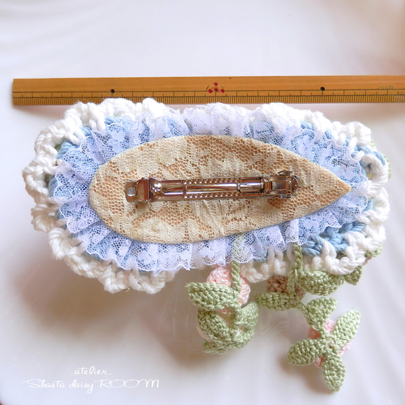 Hair accessory * Volume Frill with Knit Rose『Barrette』 第6張的照片