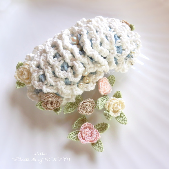 Hair accessory * Volume Frill with Knit Rose『Barrette』 第3張的照片