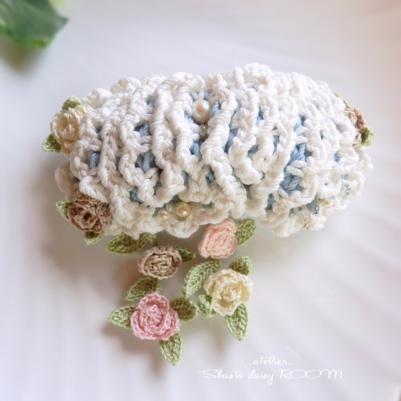 Hair accessory * Volume Frill with Knit Rose『Barrette』 第1張的照片