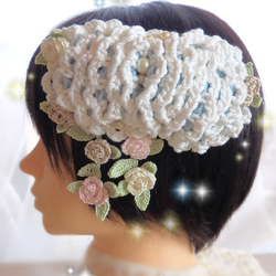 Hair accessory * Volume Frill with Knit Rose『Barrette』 第2張的照片