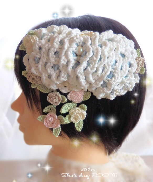 Hair accessory * Volume Frill with Knit Rose『Barrette』 第2張的照片