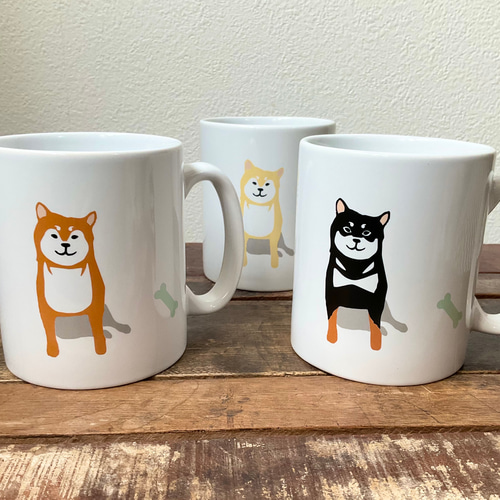 柴犬 ストレートマグ 3色 ☆ 名入れ可 赤柴 黒柴 白柴 コーヒー 紅茶