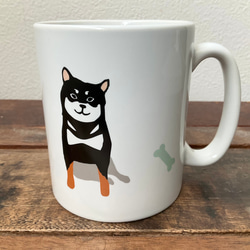 【新作】柴犬 ストレートマグ 3色 ★ 赤柴 黒柴 白柴 コーヒー 紅茶 ココア 白磁 350cc 5枚目の画像