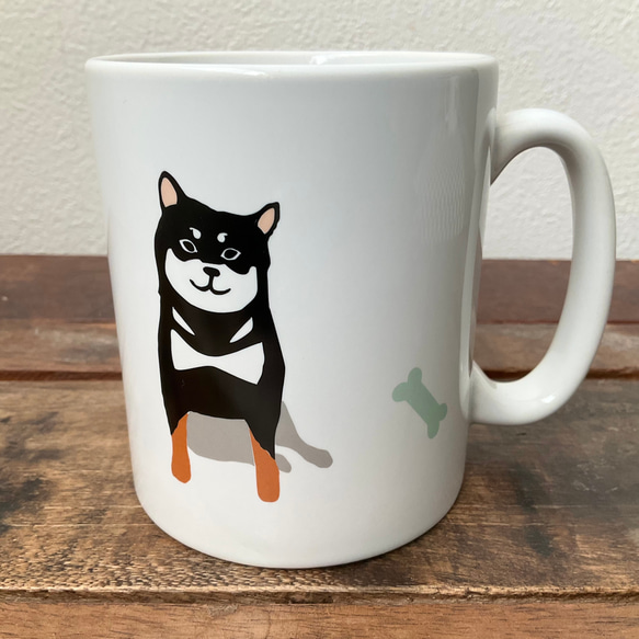 【新作】柴犬 ストレートマグ 3色 ★ 赤柴 黒柴 白柴 コーヒー 紅茶 ココア 白磁 350cc 5枚目の画像