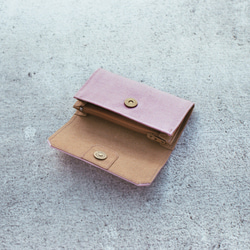 ストロベリーミルク/ピンクのキャンバス紙バッグ - 超軽量/財布/洗える、動物不使用/天然繊維素材で手作り 3枚目の画像