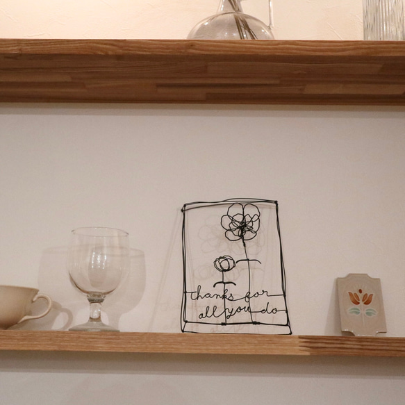 【立体のお花】〜額縁 message入り〜文字変更◎   ピン付属　ワイヤーアート　ワイヤークラフト　 5枚目の画像