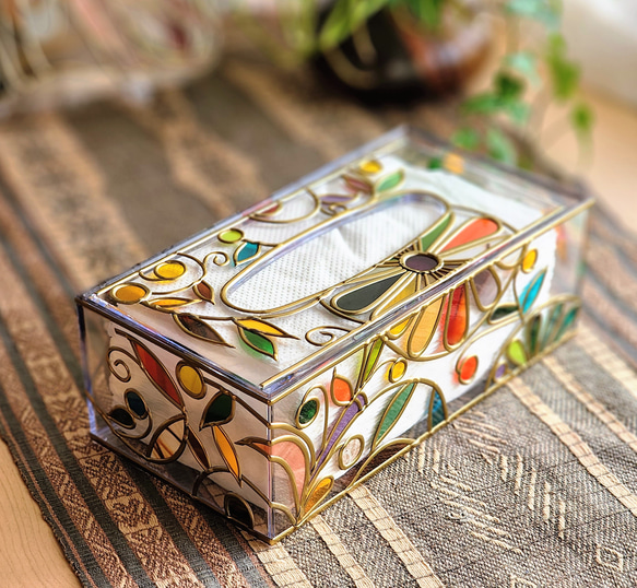 Order: Glass art Tissue case Gold　 Autumn Banquet Gold 第1張的照片