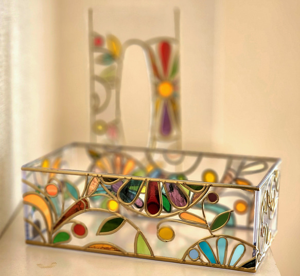 Order: Glass art Tissue case Gold　 Autumn Banquet Gold 第17張的照片