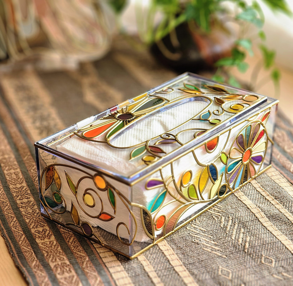 Order: Glass art Tissue case Gold　 Autumn Banquet Gold 第20張的照片