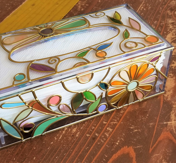 Order: Glass art Tissue case Gold　 Autumn Banquet Gold 第6張的照片