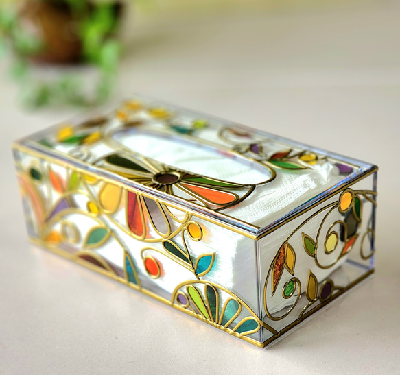 Order: Glass art Tissue case Gold　 Autumn Banquet Gold 第19張的照片