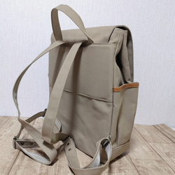 帆布簡單背包通勤上學 A4 兼容（沙米色 x kinari） 第5張的照片