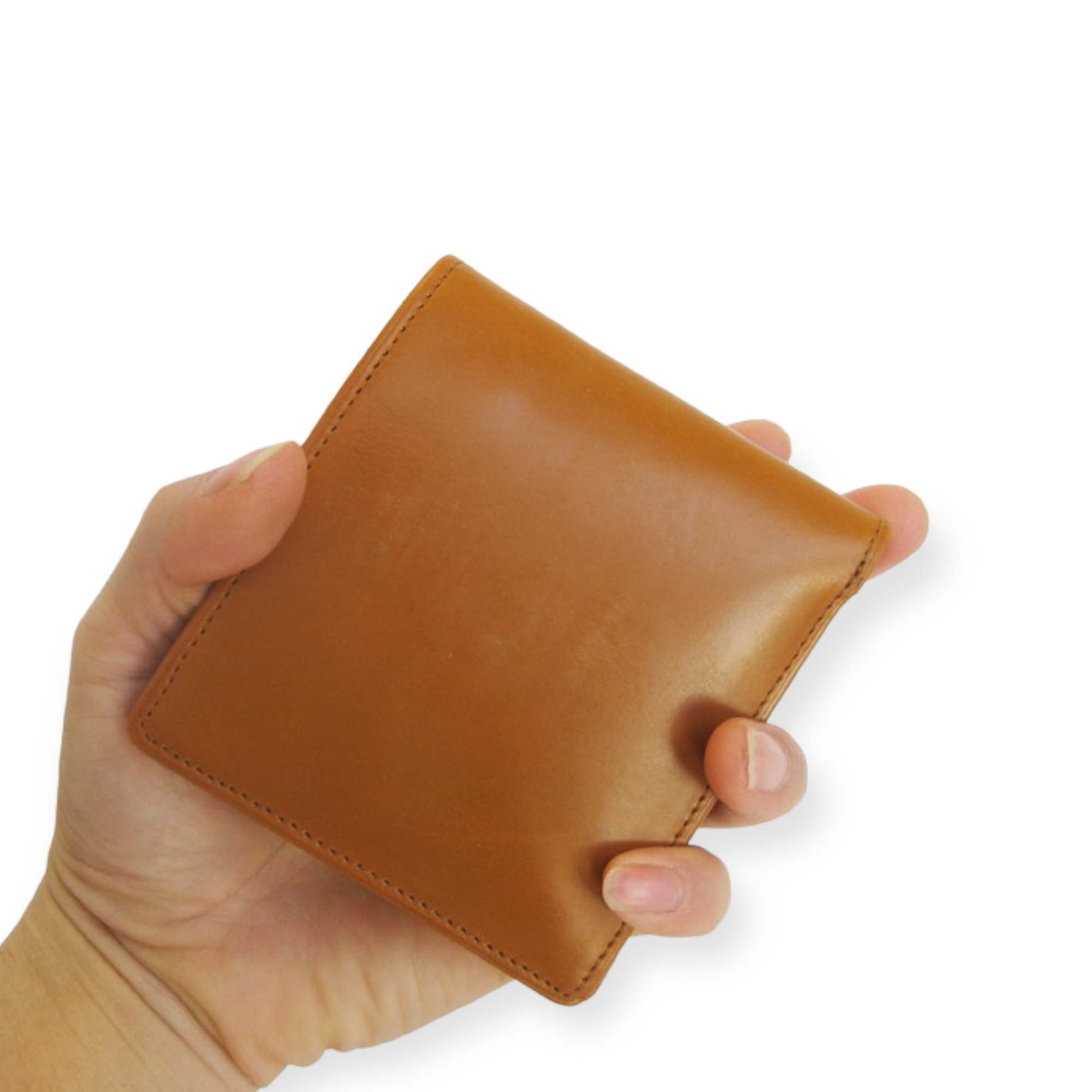 "名入れ可能"番外編 "Basic"アートウォレット 英国ブライドルレザー<TAN>×国内産仔牛革<茶>