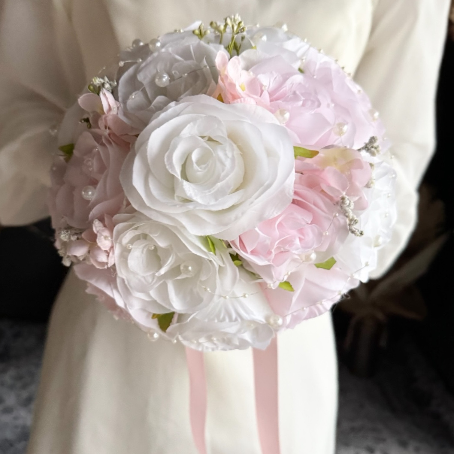 ＊人気再販＊白×ピンクのラウンドブーケ☆