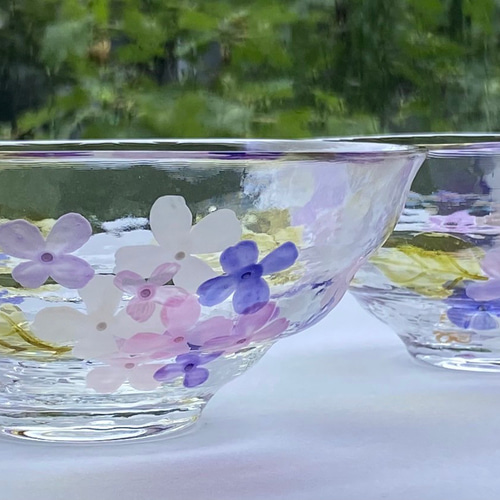 紫陽花アジサイあじさい】ガラスの抹茶碗｜母の日ギフト・父の日