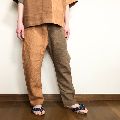 柿渋染めサルエルパンツ/リネン100%/男女兼用 成套套裝 平和堂 的作品