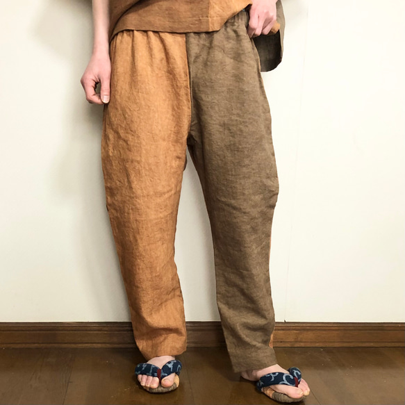 柿渋染めサルエルパンツ/リネン100%/男女兼用 成套套裝 平和堂 的作品