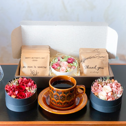 母の日[Flower & Coffee SET]BoxS/選べるメッセージドリップバック 2枚目の画像
