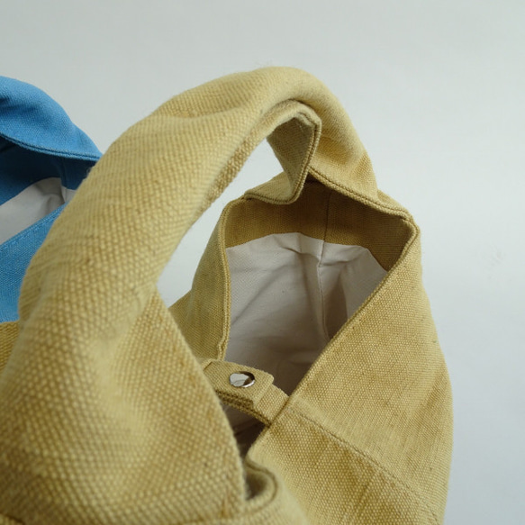 水洗棉/黃麻單手柄包&lt;黃色&gt; 第9張的照片