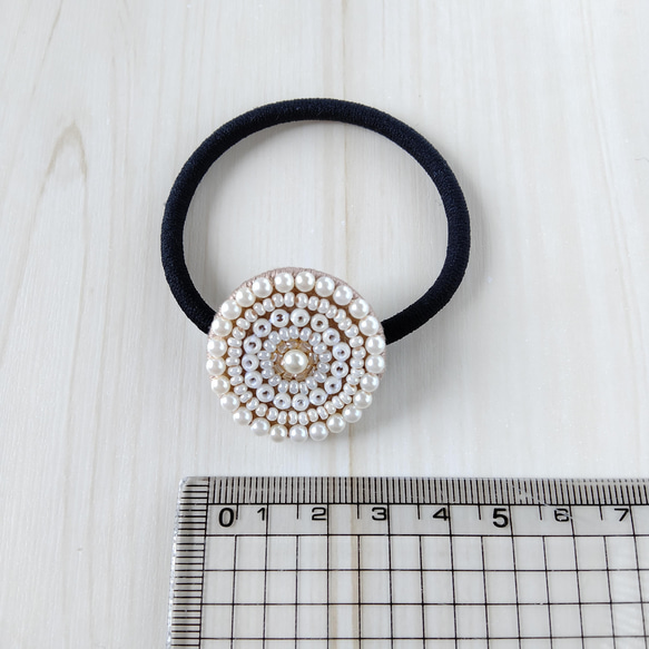 ビーズ刺繍◆ヘアゴムｓ #002 ベージュ 7枚目の画像