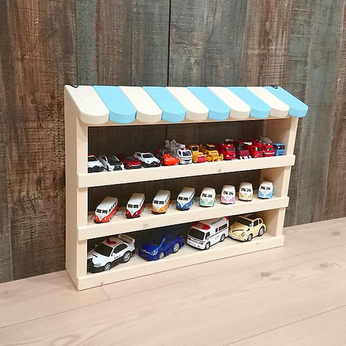 カフェ風のトミカ収納3段シェルフ 幅50cm 本体ほんのりホワイト 棚