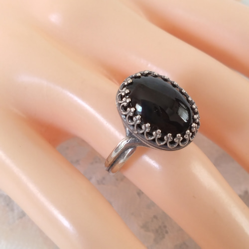 SV925 ブラックオニキス ring(アンティークシルバー・8～23号
