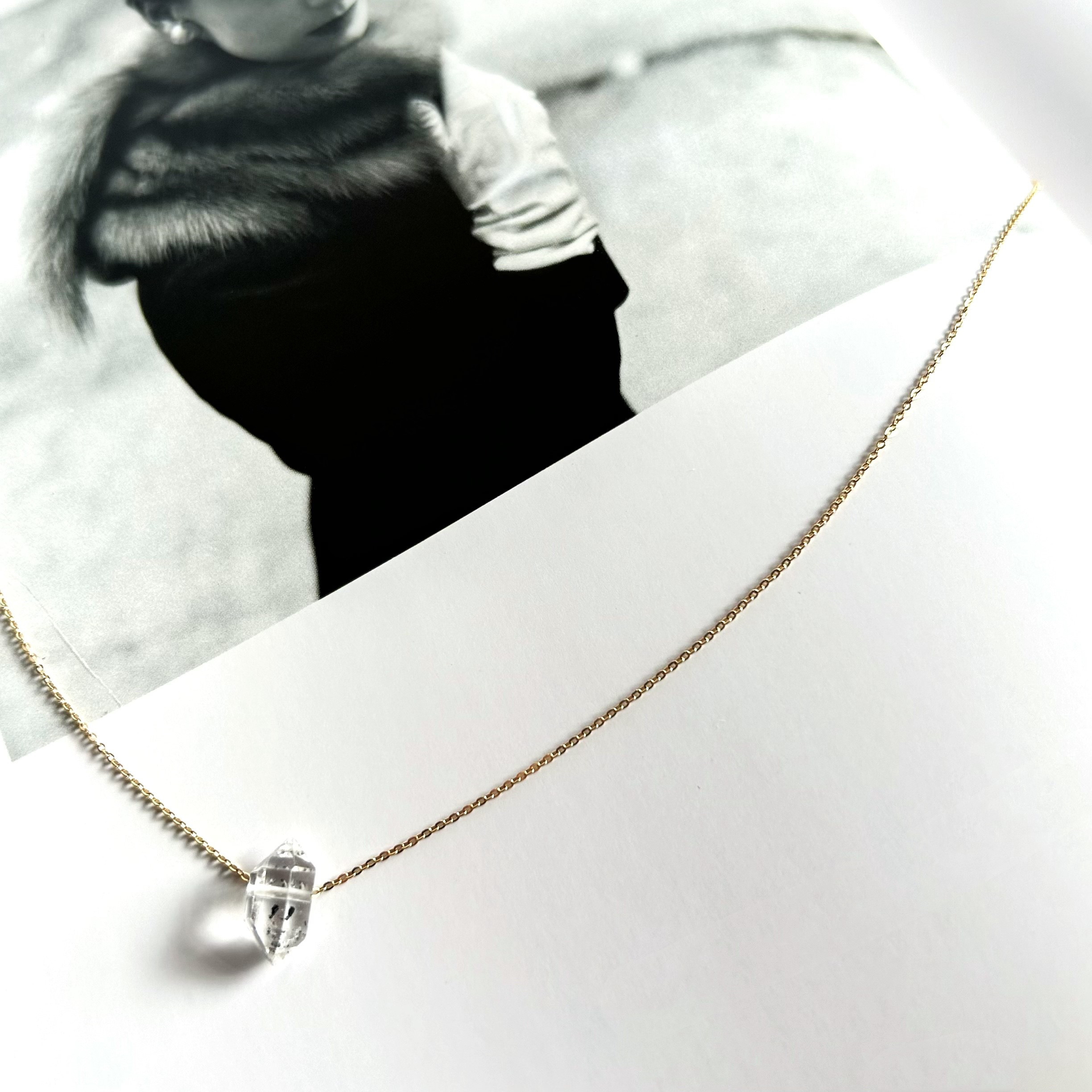 k14gf × ハーキマーダイヤモンド【カーボン入り】ネックレス