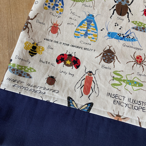 昆虫の柄の巾着☆体操服袋、お着替え袋(生成)35×30 5枚目の画像